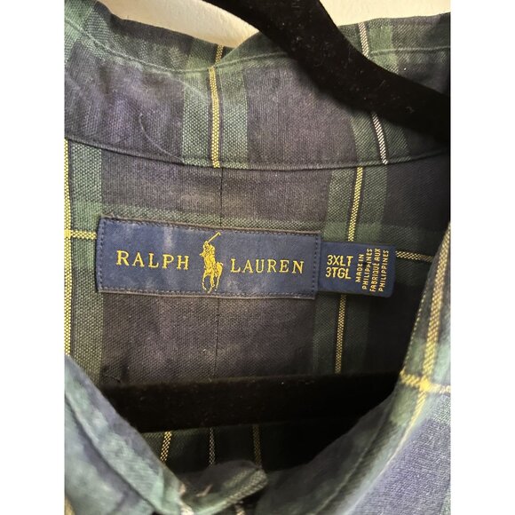 Ralph Lauren 3XLT 3TGL BIG & TALL Green & Yellow Checkered Buttoned Long Sleeve - Picture 14 of 16